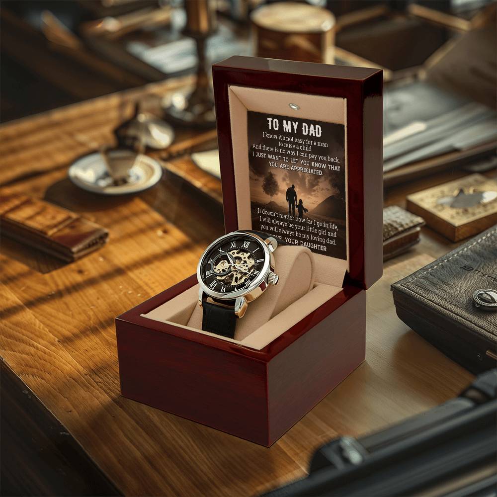 Gift For Dad From Daughter Raise A Child Men's Openwork Watch