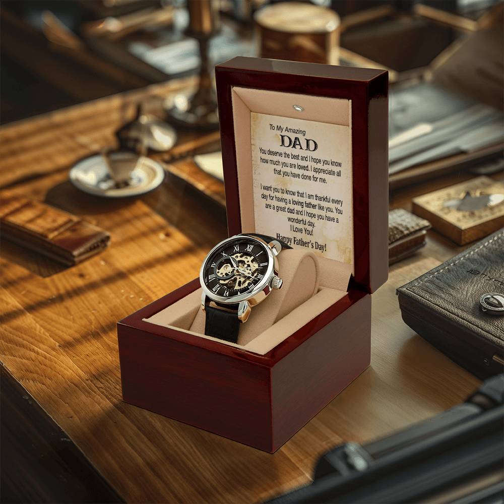 Men's Openwork Watch For Dad To My Amazing Dad Gift Watch Father's Day Gift Watch From Children Skeleton Watch For Men
