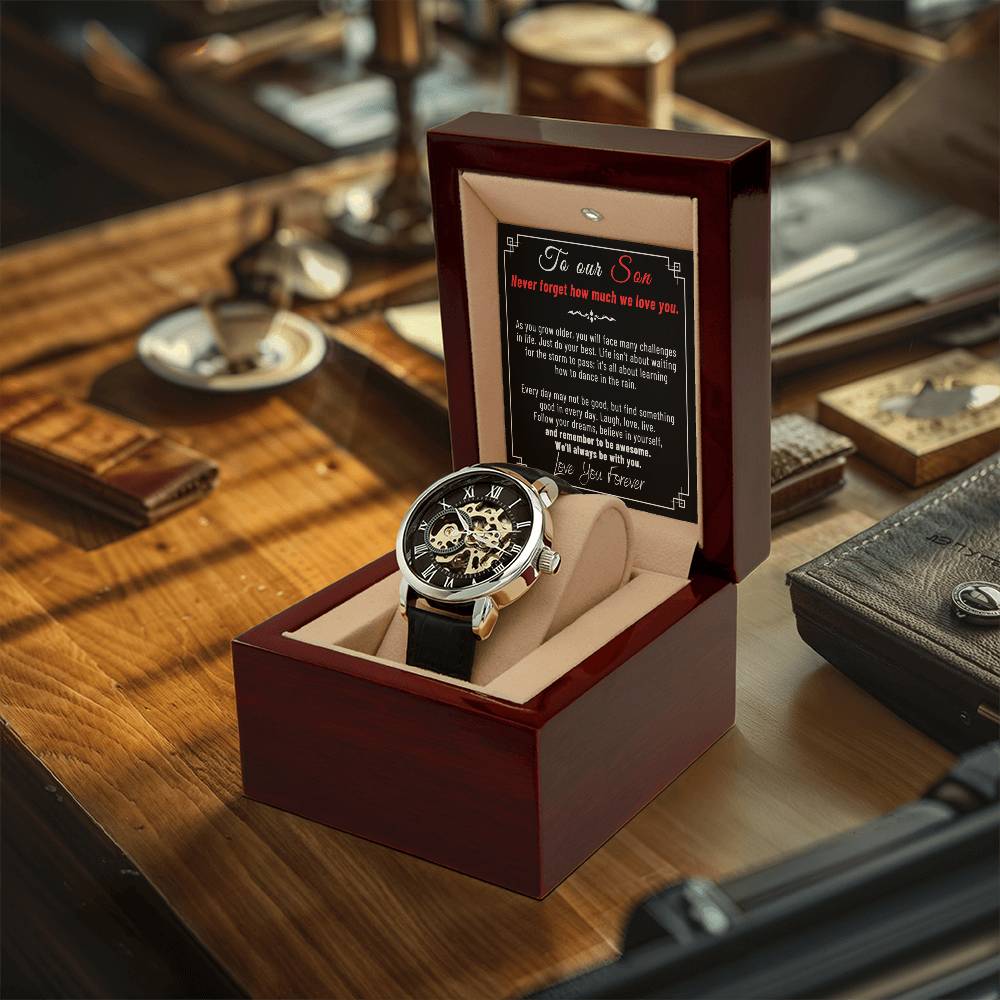 To Our Son -  Openwork Watches Black