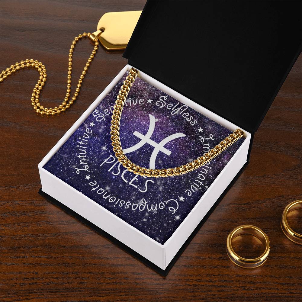 Cuban Link Chain Necklace - Pisces Theme