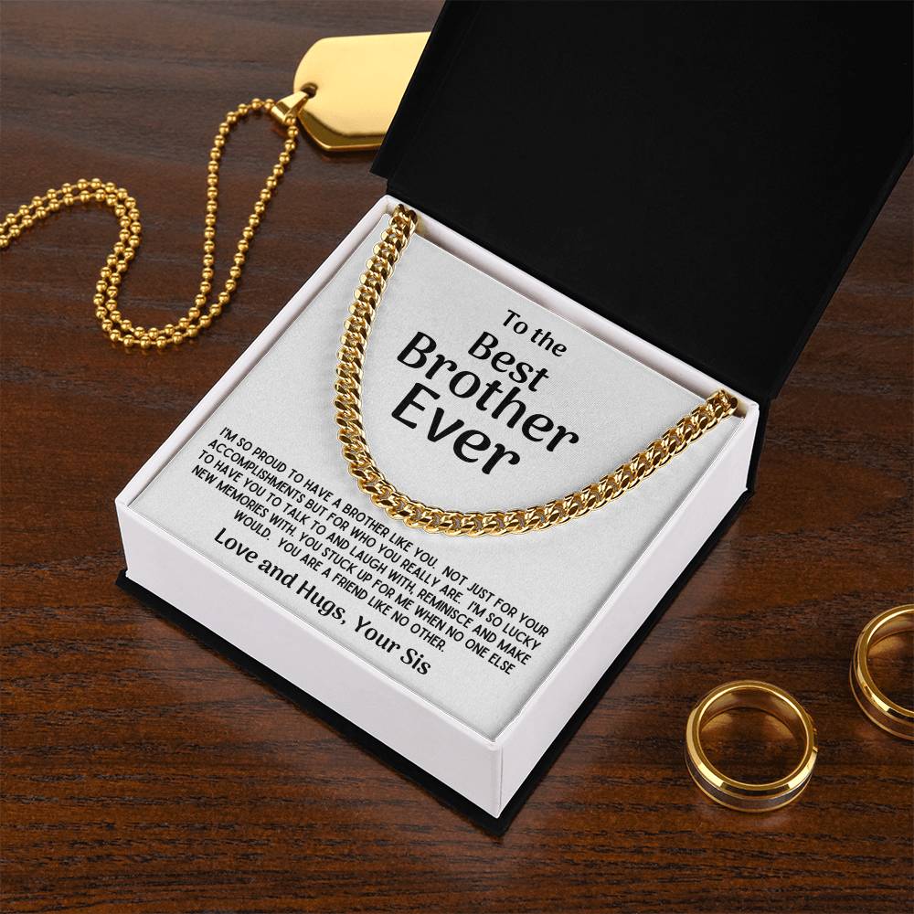Best Brother Ever Cuban Chain Necklace Gift From Sis Cuban Link Chain