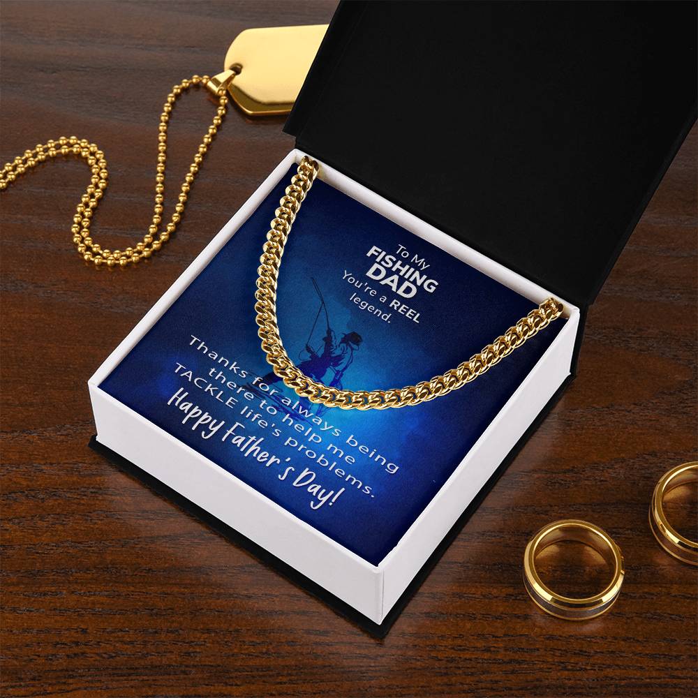 Cuban Link Chain Men To My Fishing Dad Gift For Fishing Dad Father's Day Gift Necklace To Dad From Son Daughter