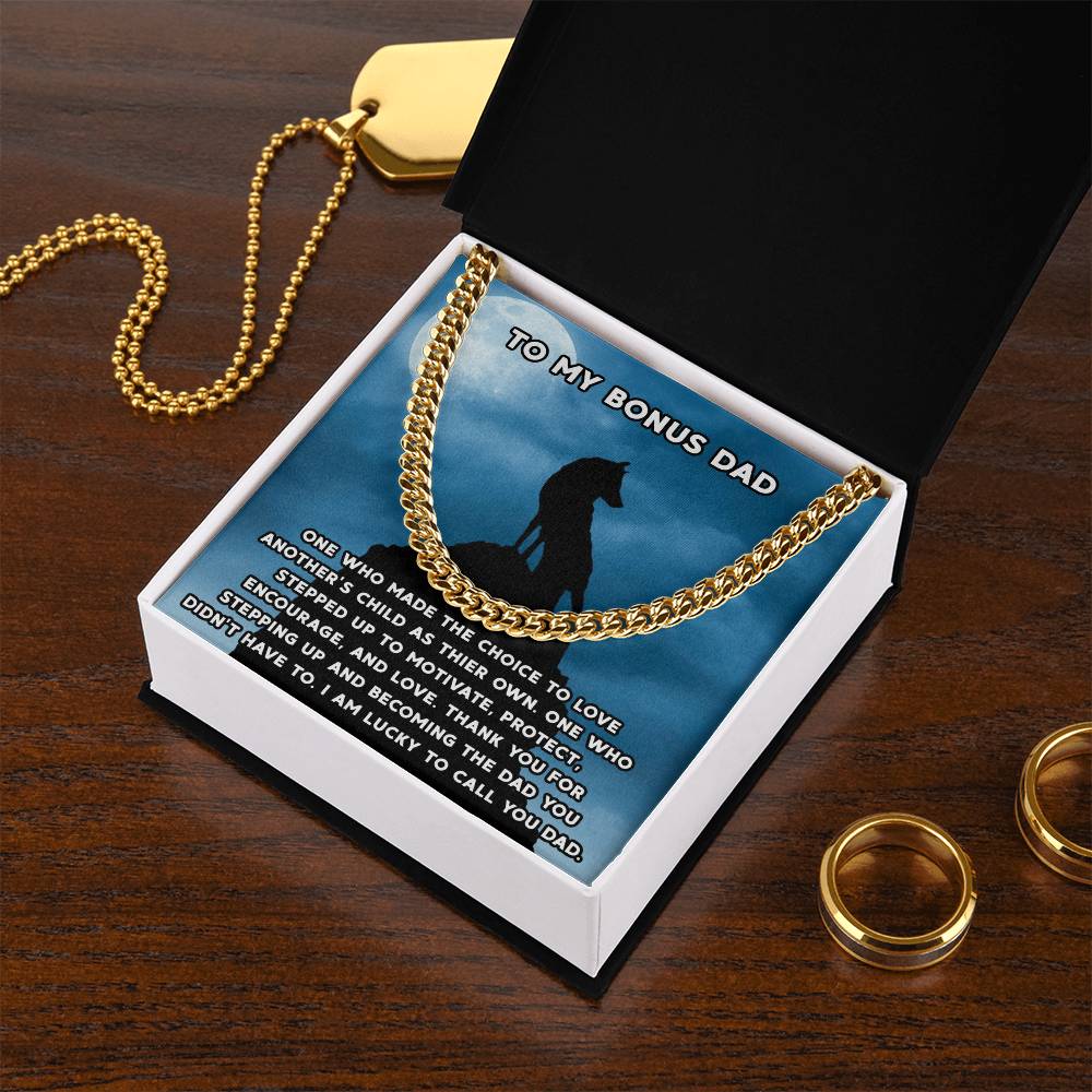Step Dad Gift From Step Daughter Bonus Dad Gift From Bonus Son Fathers Day Sentimental Gift For Stepped Up Dad Cuban Link Chain