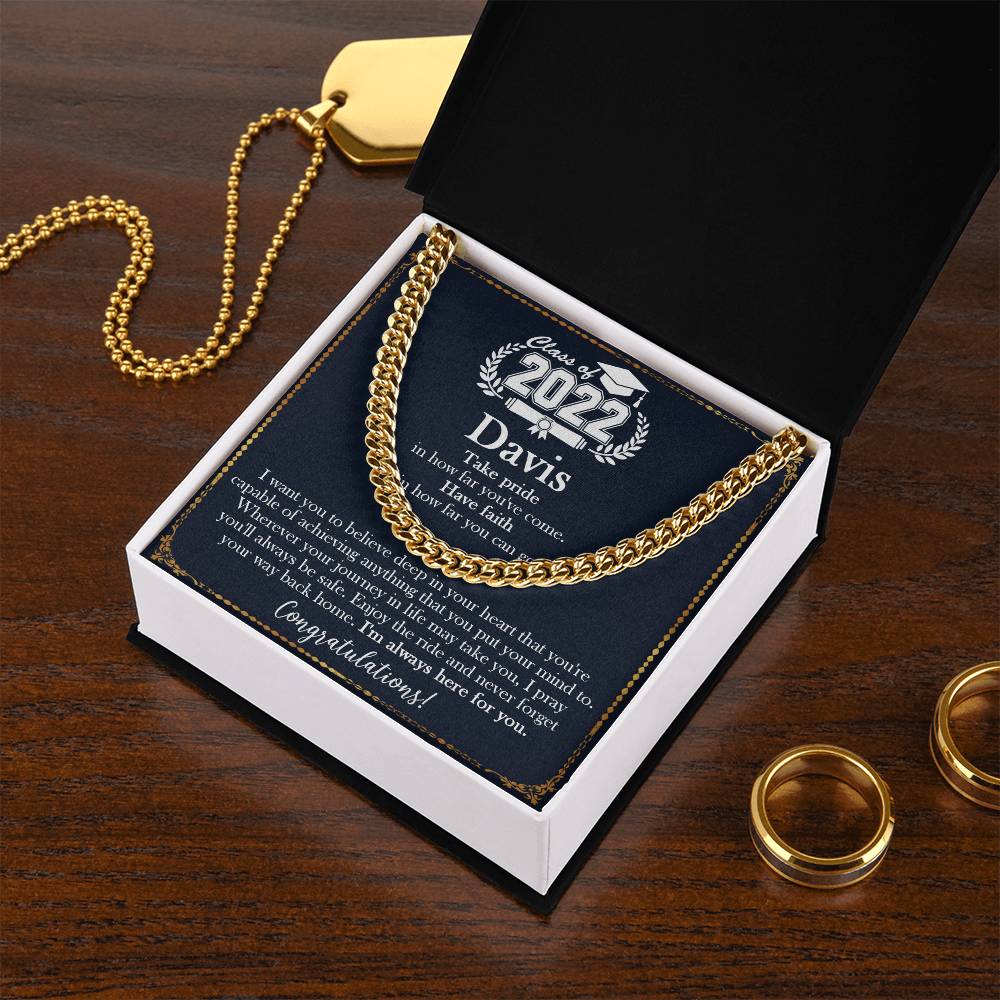Personalized Graduation Gift For Him Graduation Gifts For Son Grandson Nephew Graduation Gift High School Boy Graduati Cuban Link Chain