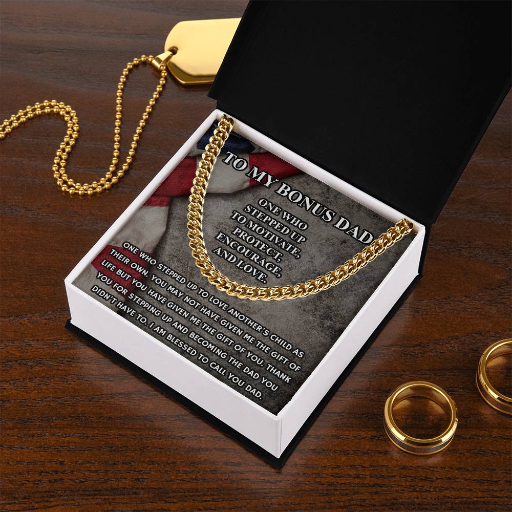 Step Dad Gift From Step Daughter Bonus Dad Gift From Bonus Son Fathers Day Sentimental Military Gift For Stepped Up Da Cuban Link Chain