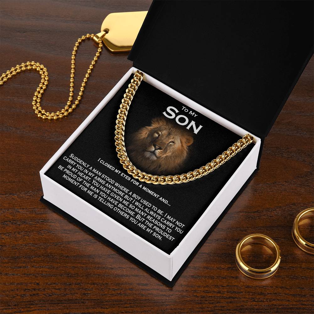 To My Son  Solid Cuban Chain Necklace Cuban Link Chain