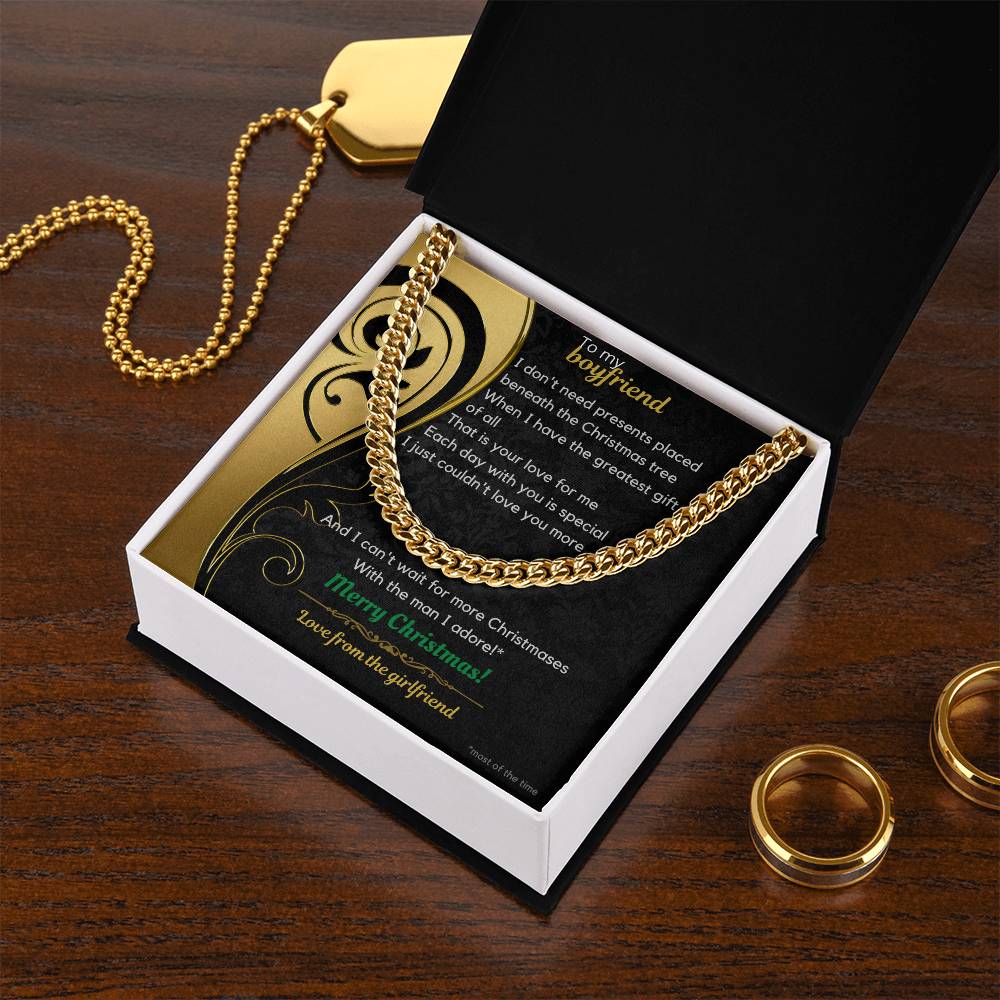To My Boyfriend Christmas Cuban Link Chain Necklace