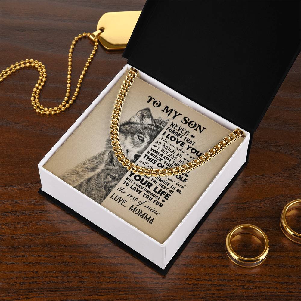 To My Son Cuban Link Chain Necklace