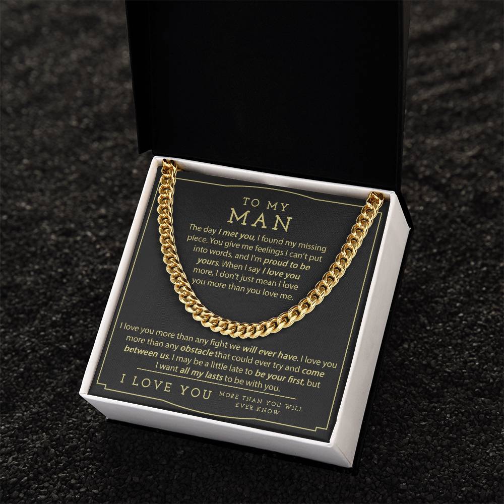 To My Man Necklace Boyfriend Necklace Gift Birthday Gift For Him Chain Necklace For Him Anniversary Husband Gift Cuban Link Chain