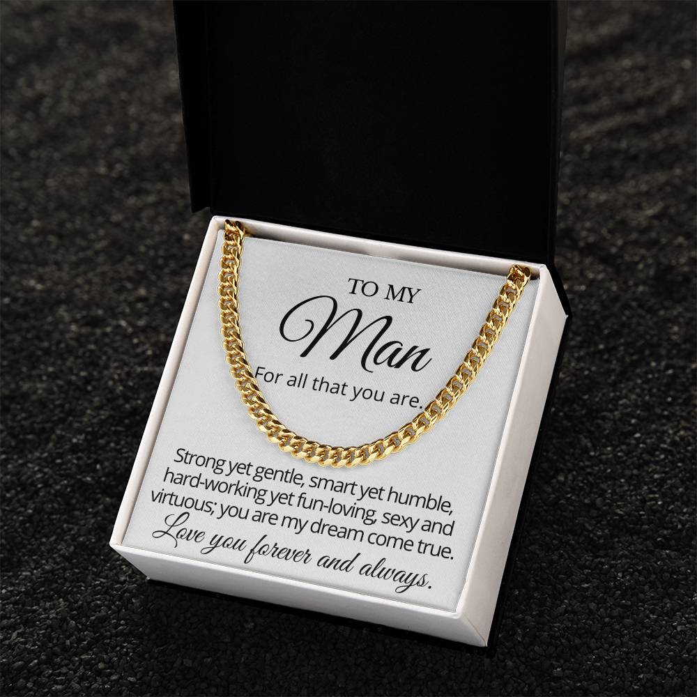 To My Man Cuban Chain Necklace Gift From Wife Cuban Link Chain