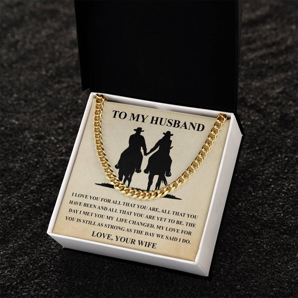 Husband Fathers Day Gift Silver Cuban Link Chain For Men Husband Birthday Gift Anniversary Gift For Horse Lover Cowboy
