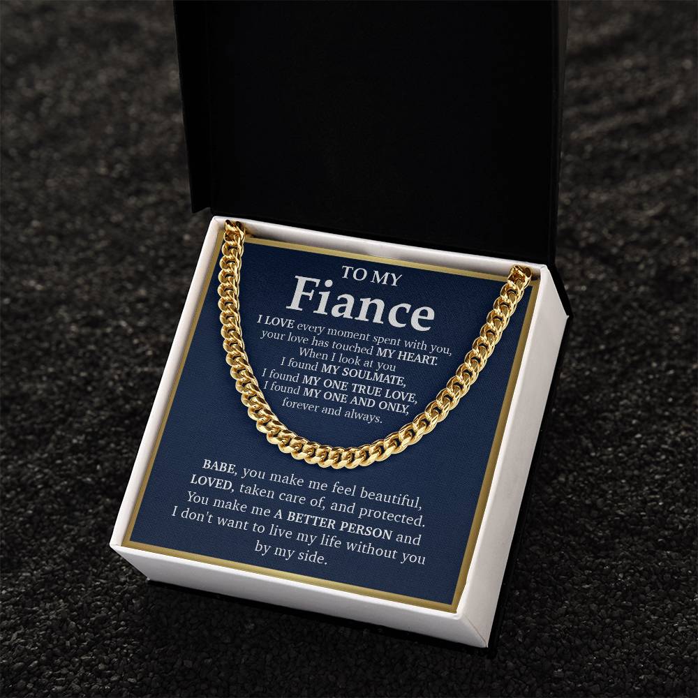 Cuban Link Chain Necklace  Gift For Fiance