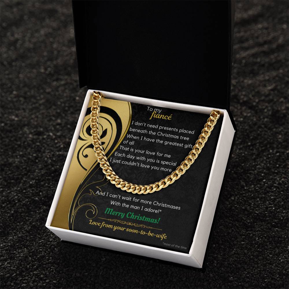 To My Fiancé Christmas Cuban Link Chain Necklace