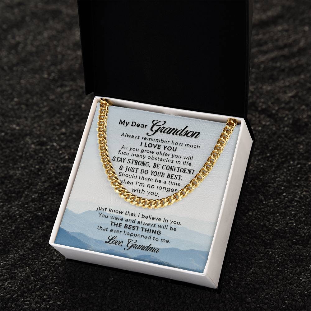 To My Grandson ❤️  Cuban Link Chain Necklace