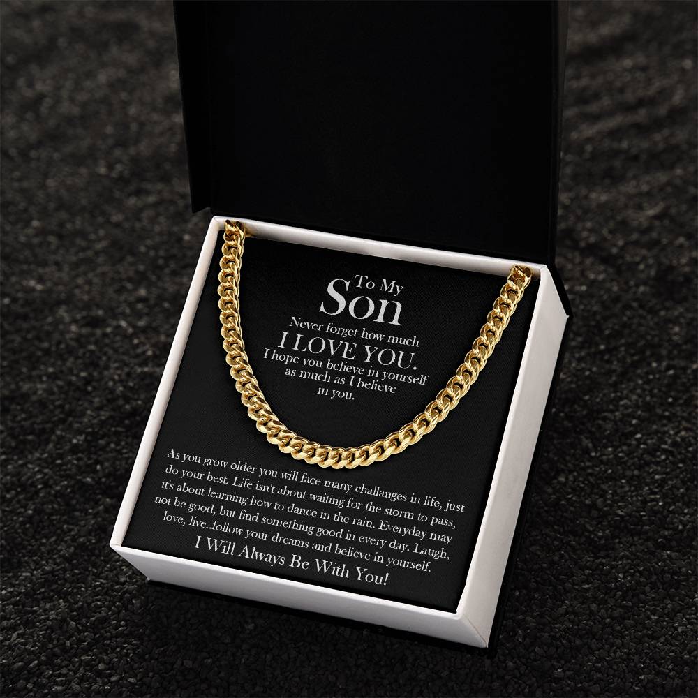 To My Son Gift From Mom Dad Son Chain Necklace Son Birthday Graduation Jewelry Gift Cuban Link Chain