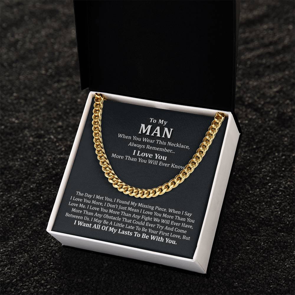 To My Man Chain Necklace Gift For Him Romantic Birthday Gifts For Him Best Jewelry For Men Cuban Link Chain