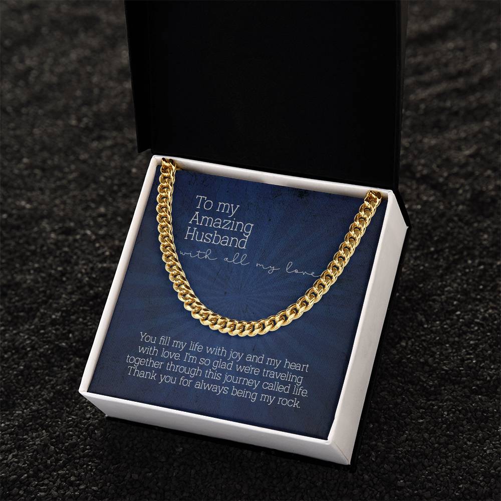 To My Amazing Husband Cuban Link Chain Necklace Gift For Husband From Wife