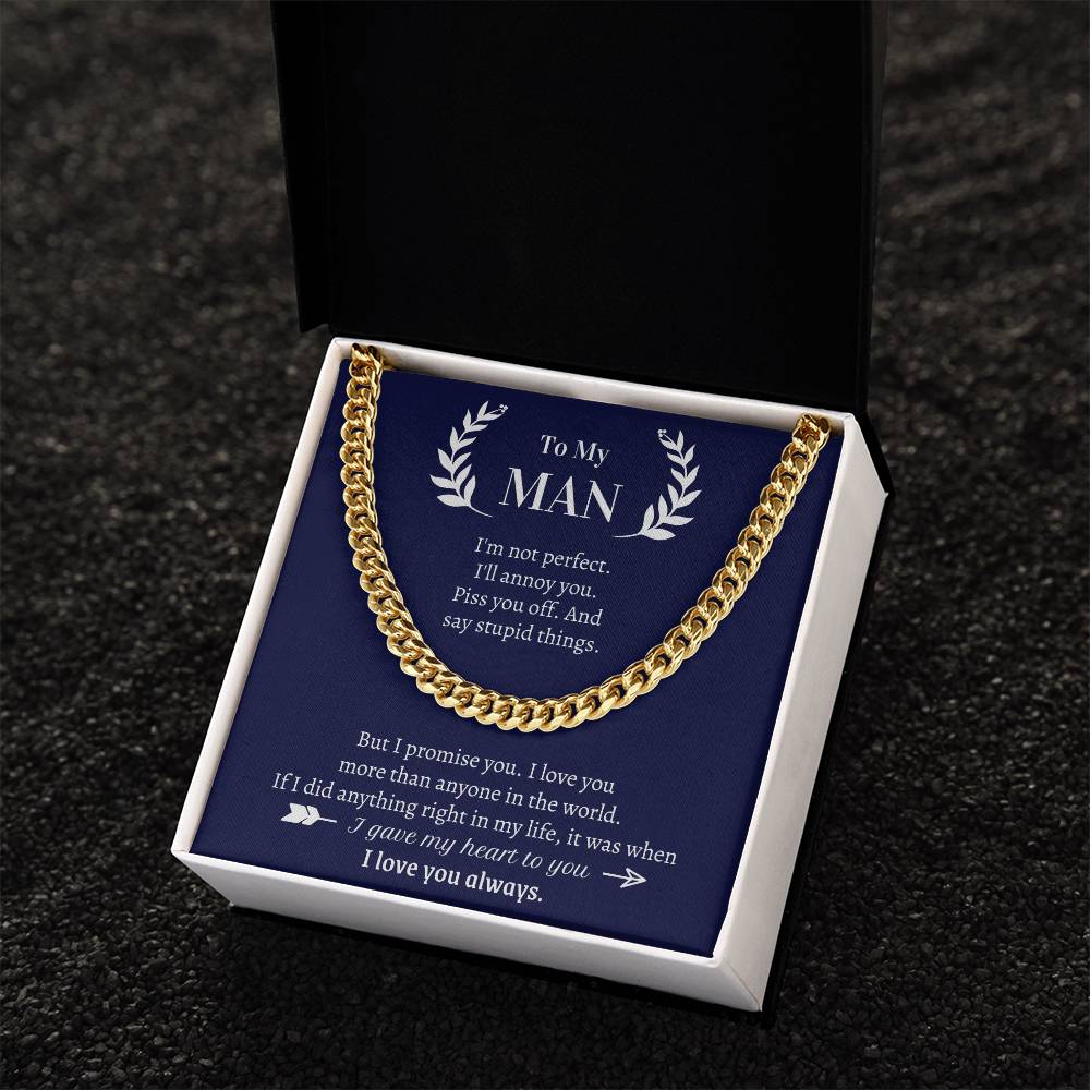 Valentine's Gift For Boyfriendhusband - I Promise I Love You More Than Anyone In The World Cuban Link Chain