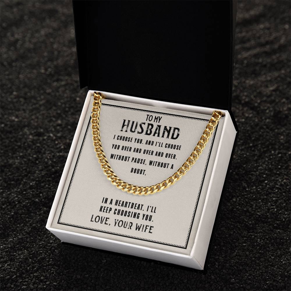 To My Husband Cuban Link Chain