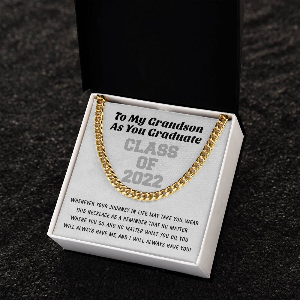 Grandson Graduation Class Of 2022 High School Graduation College Graduation Gift For Grandson Mens Gold Cuban Link Cha Cuban Link Chain