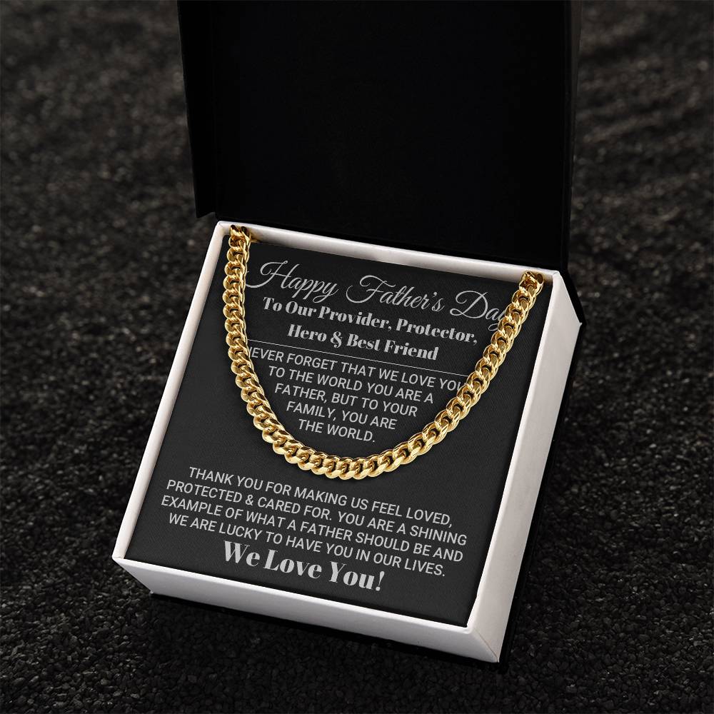 Our World Father's Day Necklace Cuban Link Chain
