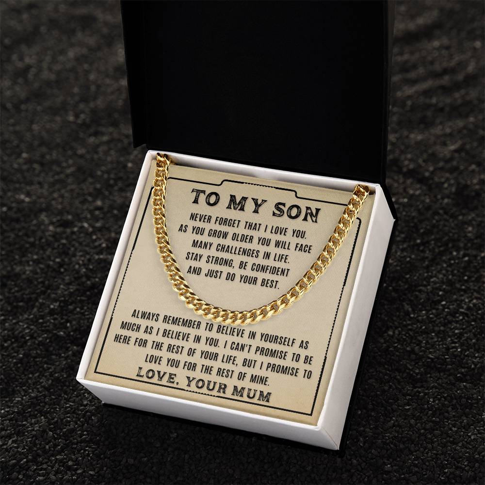 My Son - Never Forget That I Love You - Cuban Link Chain Necklace