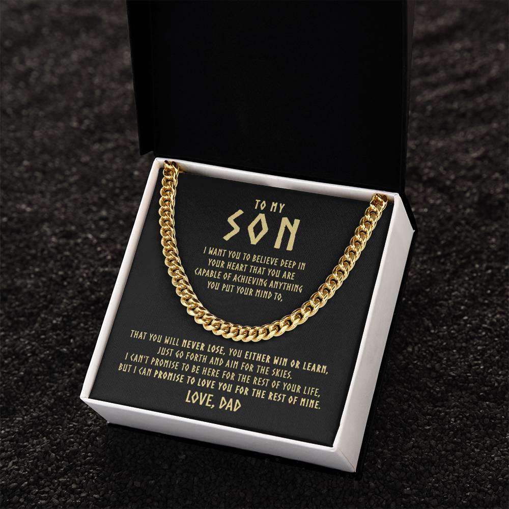 To My Son  Cuban Link Chain Necklace - Viking Style