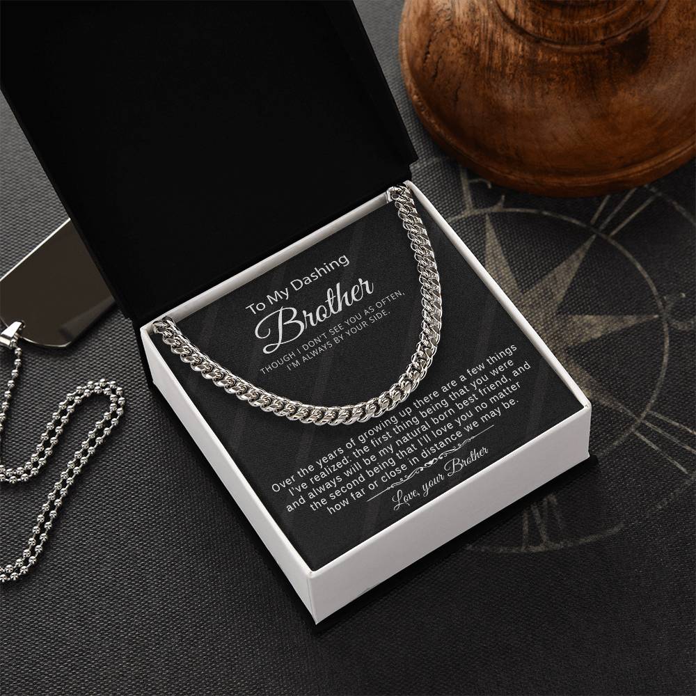 Special Gift For Brother From Brother - Cuban Link Chain Necklace With Message
