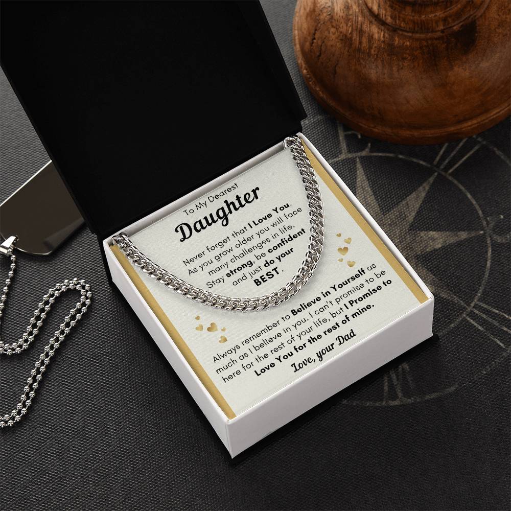 Daughter Just Do Your Best - Cuban Link Chain - Cld23