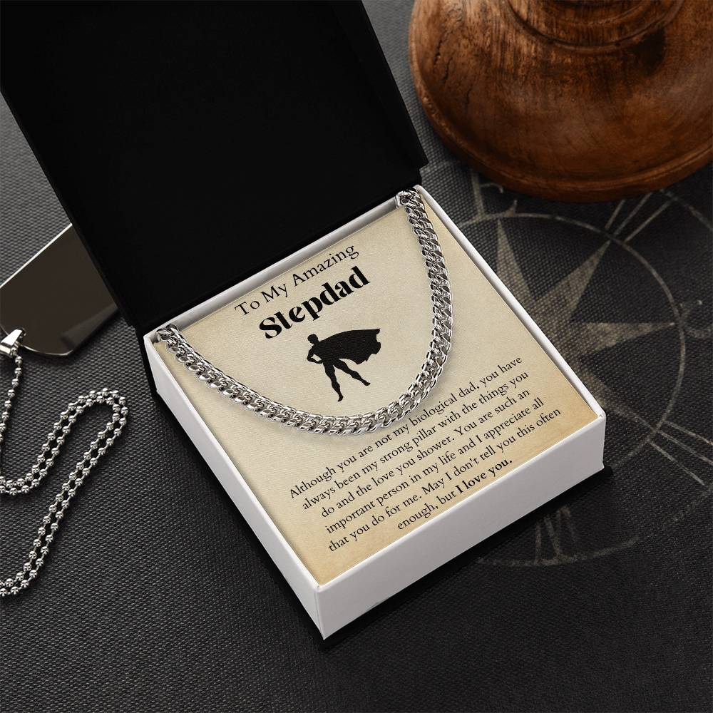 Fathers Day Gift For Stepdad. Stepdad Gift. Birthday Gift For Stepdad. I Love You Stepdad. Stepdad Gift On Fathers Day Cuban Link Chain