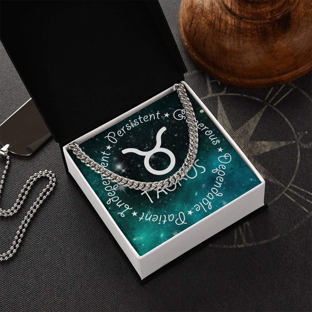Cuban Link Chain Necklace - Taurus Theme
