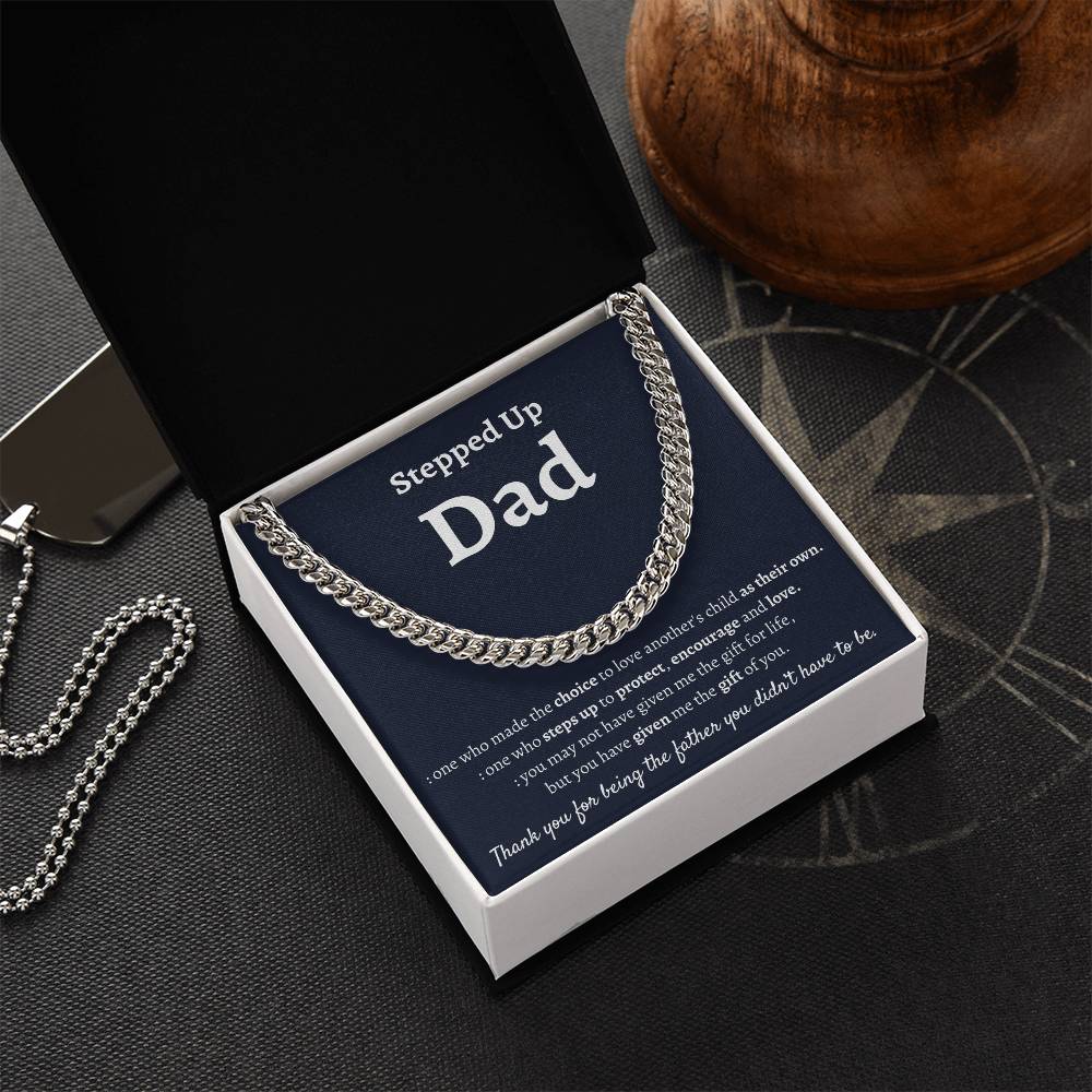 Stepdad Fathers Day Gift Bonus Dad Gift Stepped Up Dad Cuban Chain Necklace Stepdad Gifts Ideas Gift For Stepdad From Cuban Link Chain
