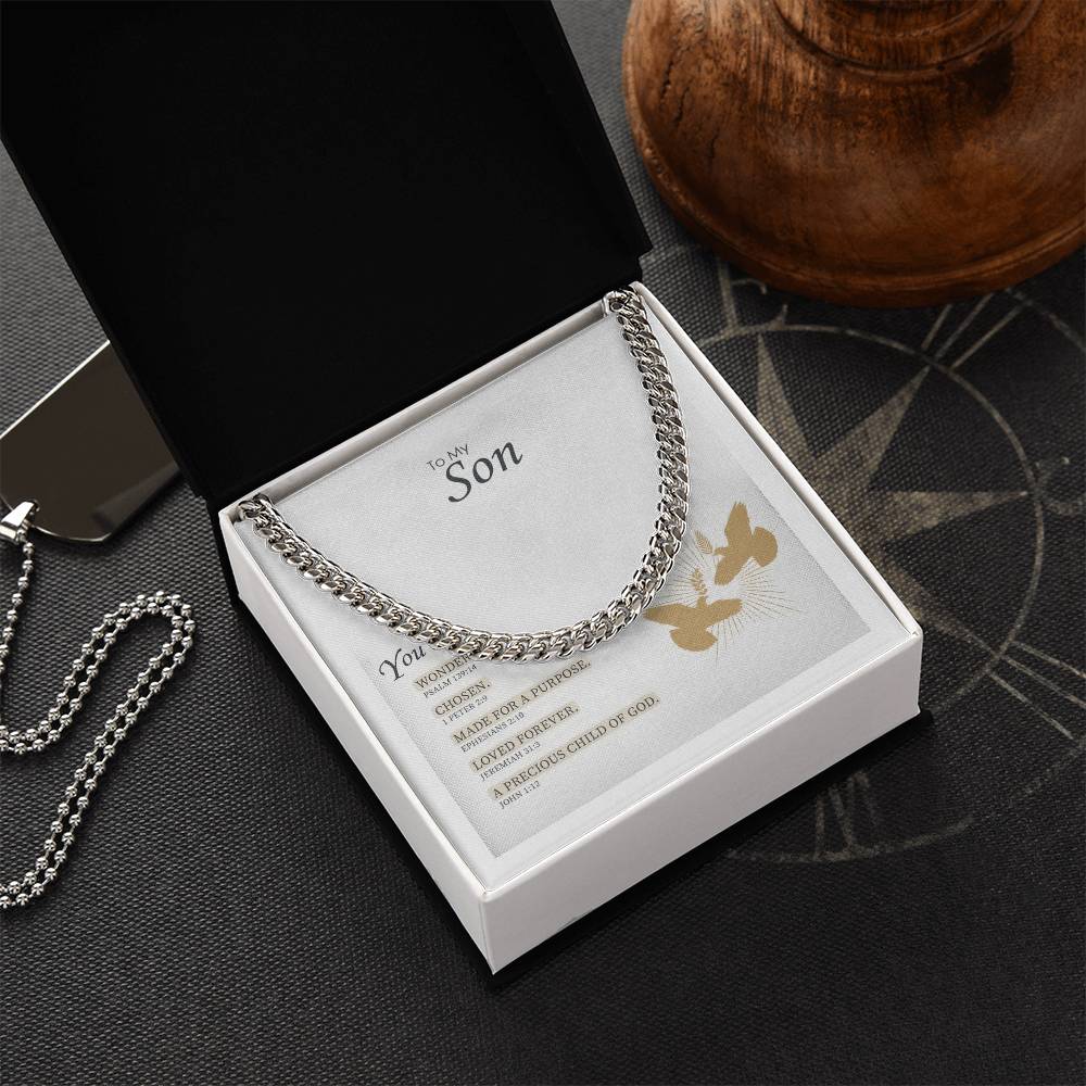 Gift For Son You Are Wonderful Chosen Made For A Purpose Cuban Link Chain Necklace