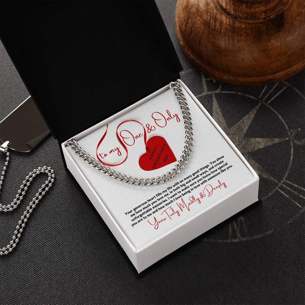 Valentine Gift For Husband Cuban Link Chain Men Valentines Day Gift Long Distance Heavy Chain Necklace Romantic Gift F