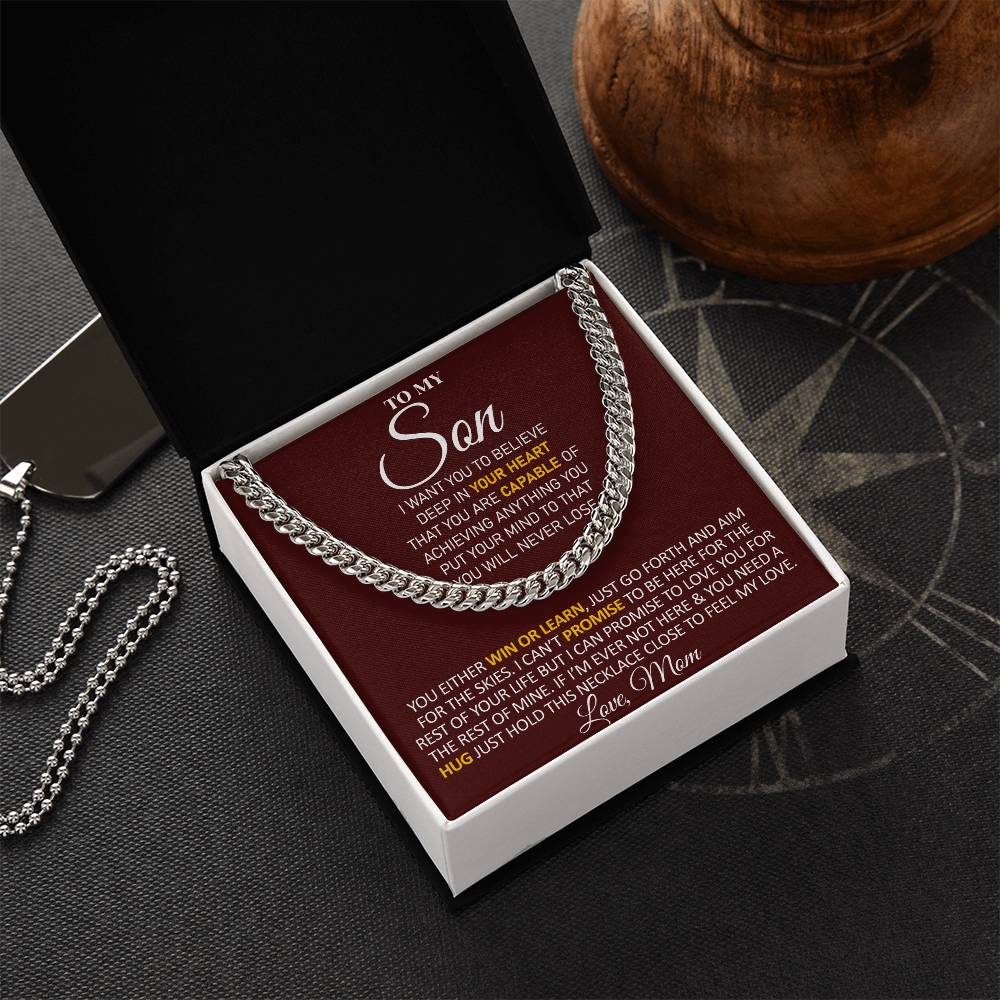 To My Son - Feel My Love From Mom - Cuban Link Chain