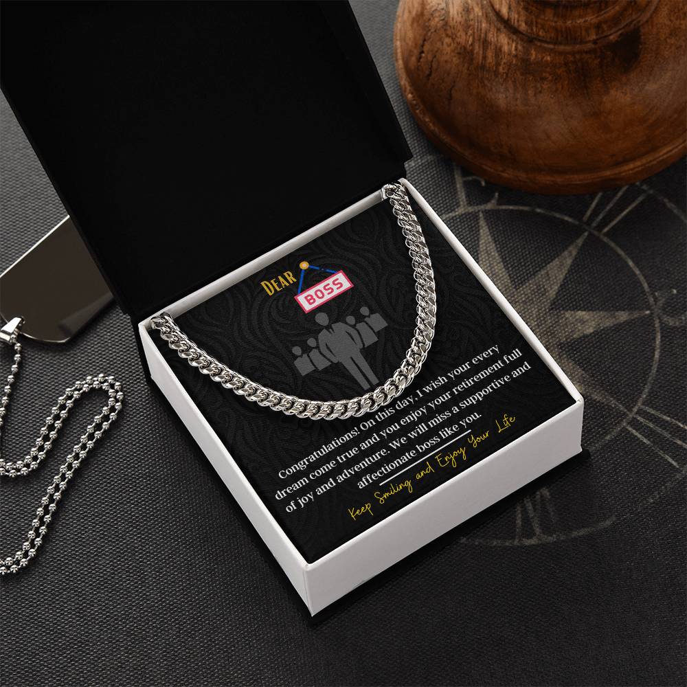Retirement Gifts For Boss Cuban Link Chain Necklace Retirement Wishes And Gift For Boss