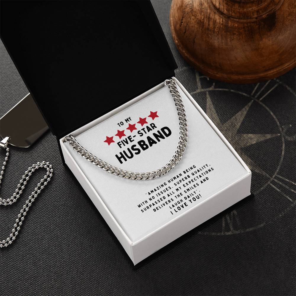 To My Five Star Husband Necklace Cuban Link Chain
