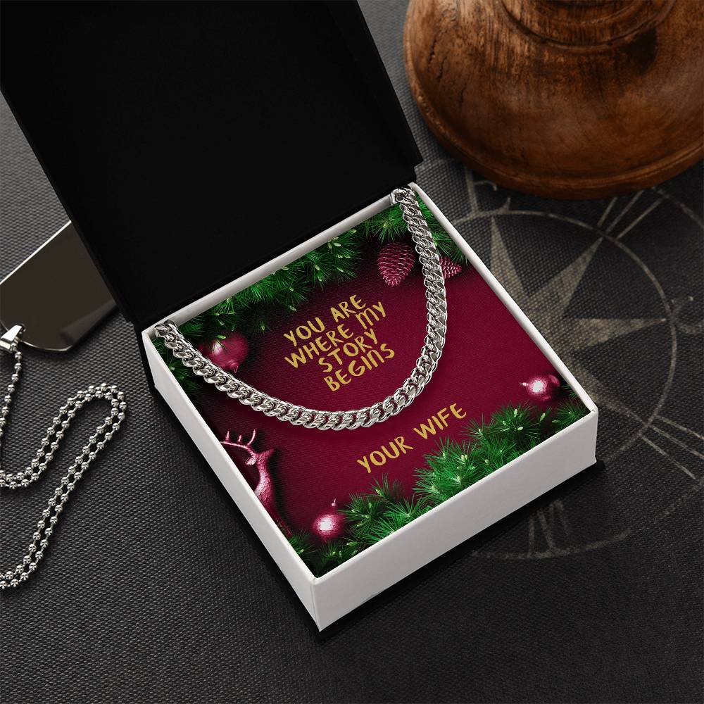 My Husband You Are Where My Story Begins Cuban Link Chain