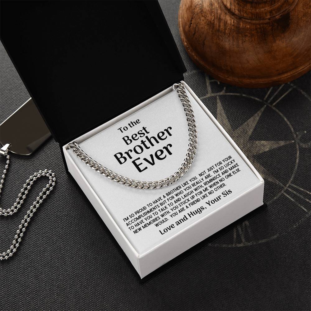 Best Brother Ever Cuban Chain Necklace Gift From Sis Cuban Link Chain