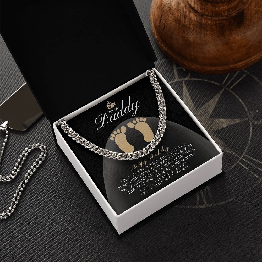 From A Bump To Daddy To My Daddy New Daddy Gift Daddy To Be Gift To My Daddy From A Bump Dad Necklace Gift New Dad Bir Cuban Link Chain