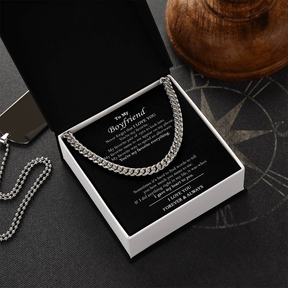 To My Boyfriend Chain Necklace Boyfriend Birthday Valentine's Day Gift Romantic Gift For Boyfriend Anniversary Gift Fo Cuban Link Chain