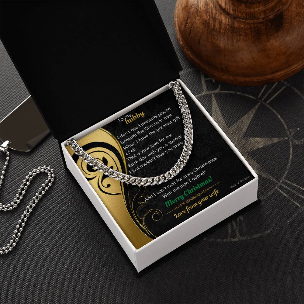 To My Hubby Christmas Cuban Link Chain Necklace