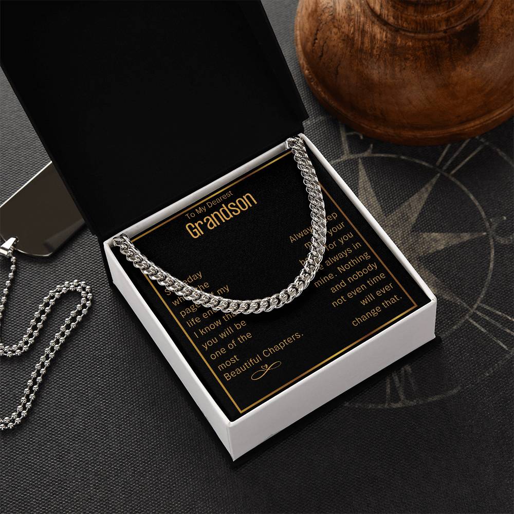 Grandson Cuban Chain Jewelry Necklace For Grandson Keepsake Gifts For Grandsons Personalized Gifts For Grandson Christ Cuban Link Chain