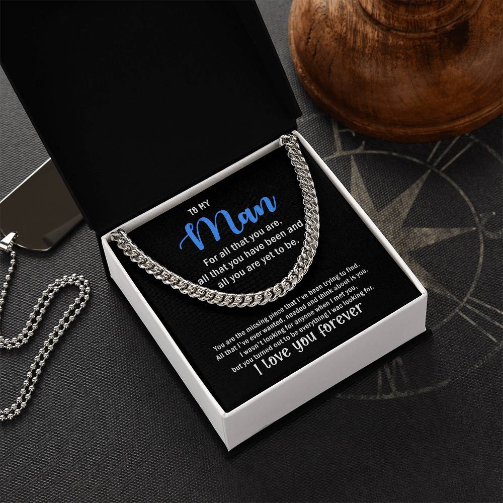 To My Man Cuban Chain Necklace For Him Cuban Link Chain