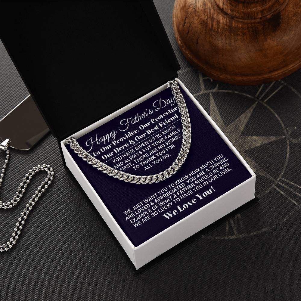 Our World Father's Day Necklace Cuban Link Chain