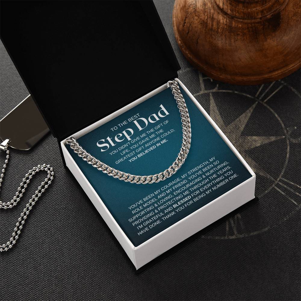 To My Step Dad Cuban Chain Necklace Gift For Step Dad Fathers Day Gift Stepdad Birthday Gift Cuban Link Chain