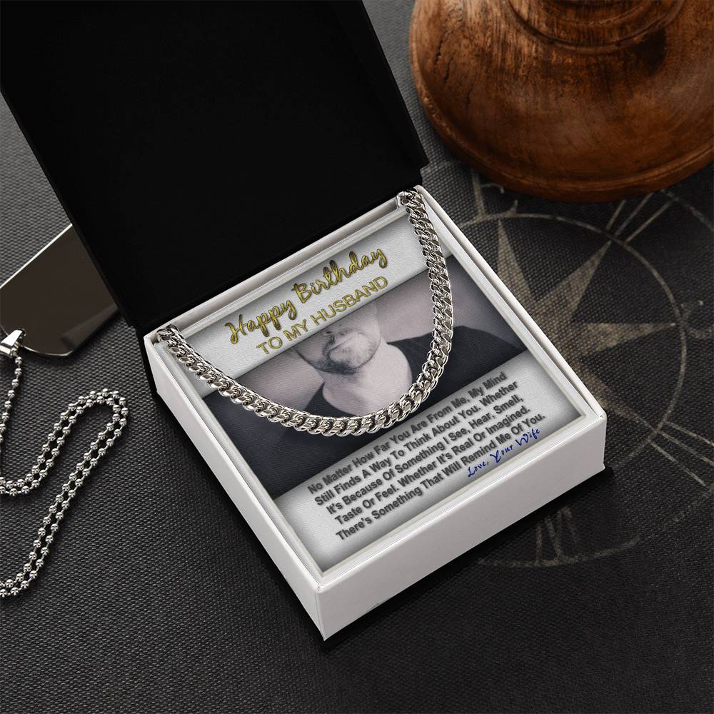 Happy Birthday To My Husband Gift For Him Cuban Link Chain Message Card Gift Box