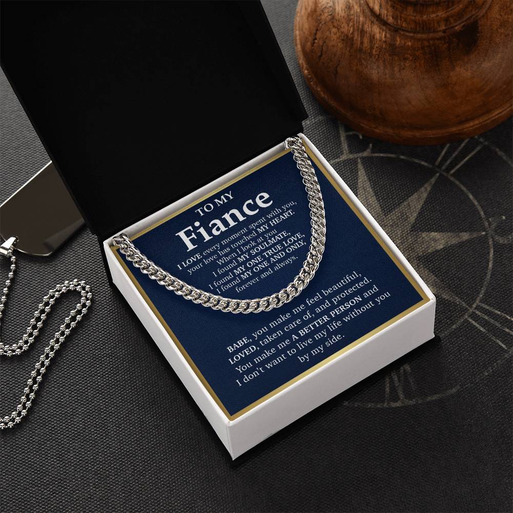 Cuban Link Chain Necklace  Gift For Fiance