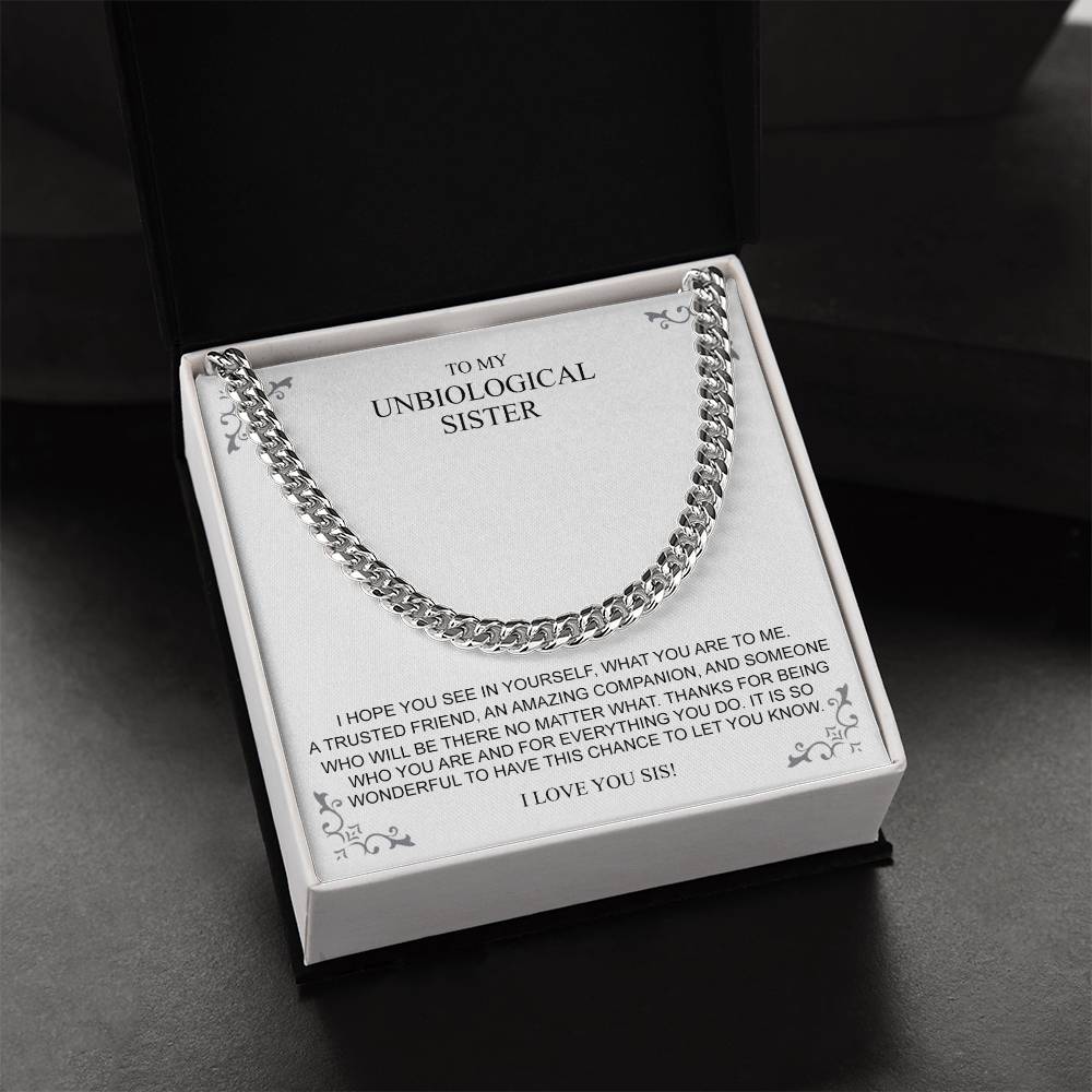 To My Unbiological Sister Necklace 14K Gold Gift For Friend Cuban Link Chain