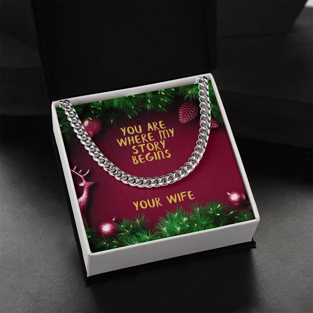 My Husband You Are Where My Story Begins Cuban Link Chain